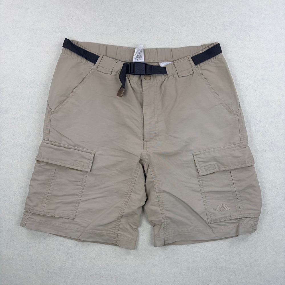 The North Face Mens Tan Khaki Nylon Cargo Hiking Shorts Integrated Belt Size M